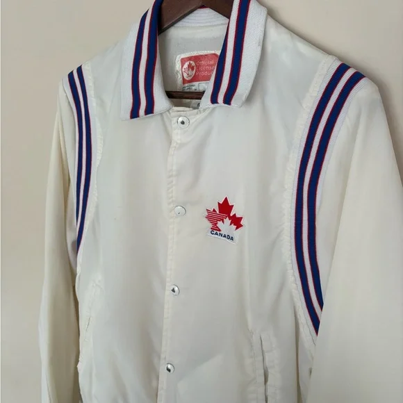 Vintage Team Canada 80s Varsity Bomber Jacket Size Medium IIHF Made By Shain - Picture 3 of 9